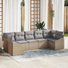 Tuin loungeset 7-delig poly rattan beige grijs