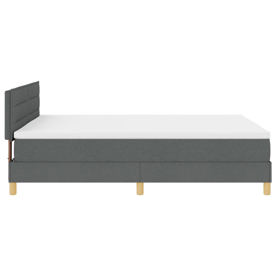 Boxspring Bed Met Matras Stof Donkergrijs 140 x 200 cm Lijnen ontwerp