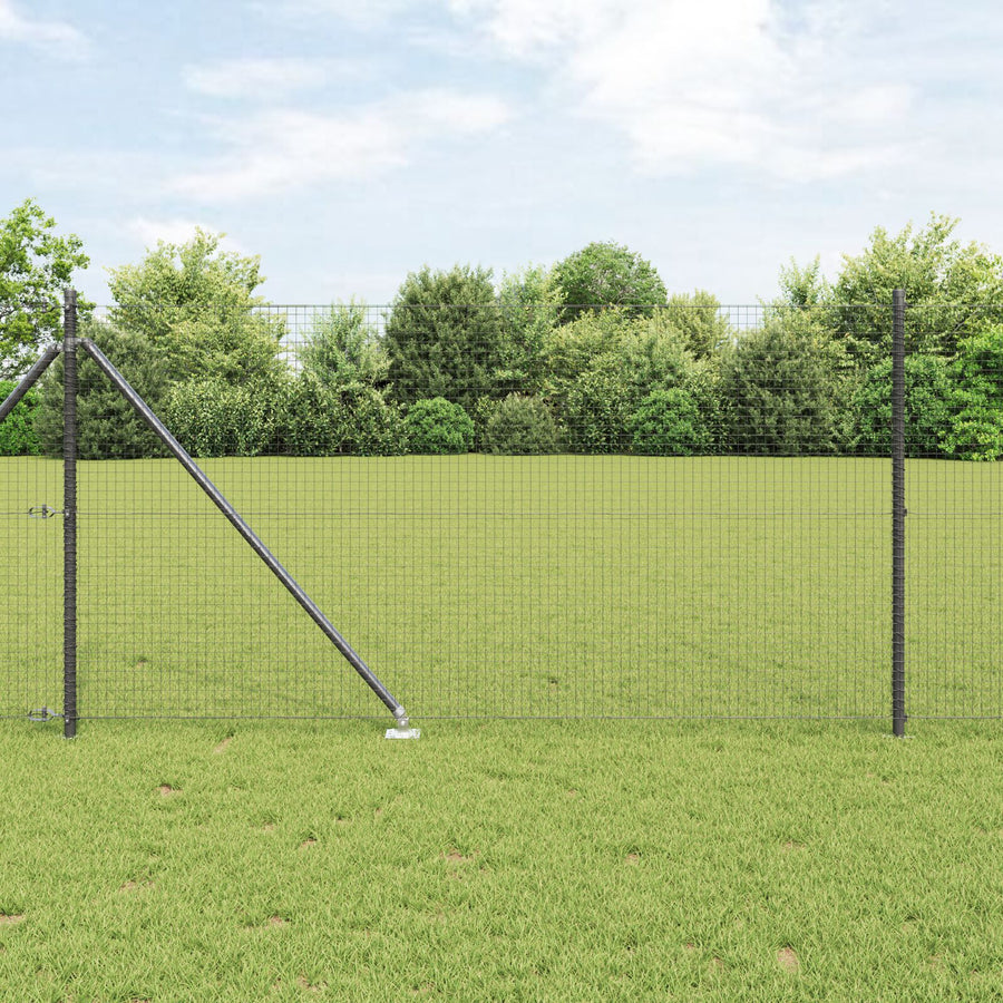 Metalen Hekpaalset Set Van 2 Grijs Metaal 10 X 1 M Stevig Gegalvaniseerd Staal