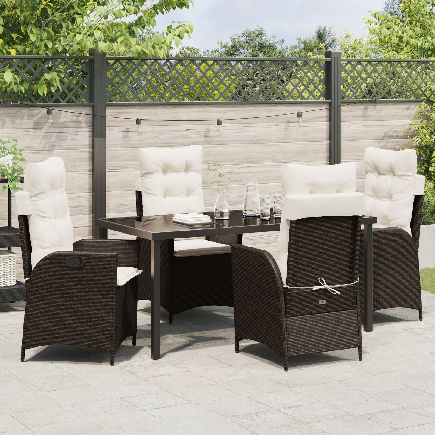 5 Delige Tuin Eetset Met Kussens Bruin Poly Rattan