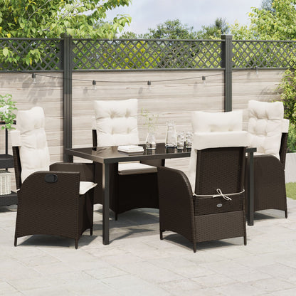 5 Delige Tuin Eetset Met Kussens Bruin Poly Rattan