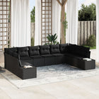 Loungeset poly rattan zwart 10 personen