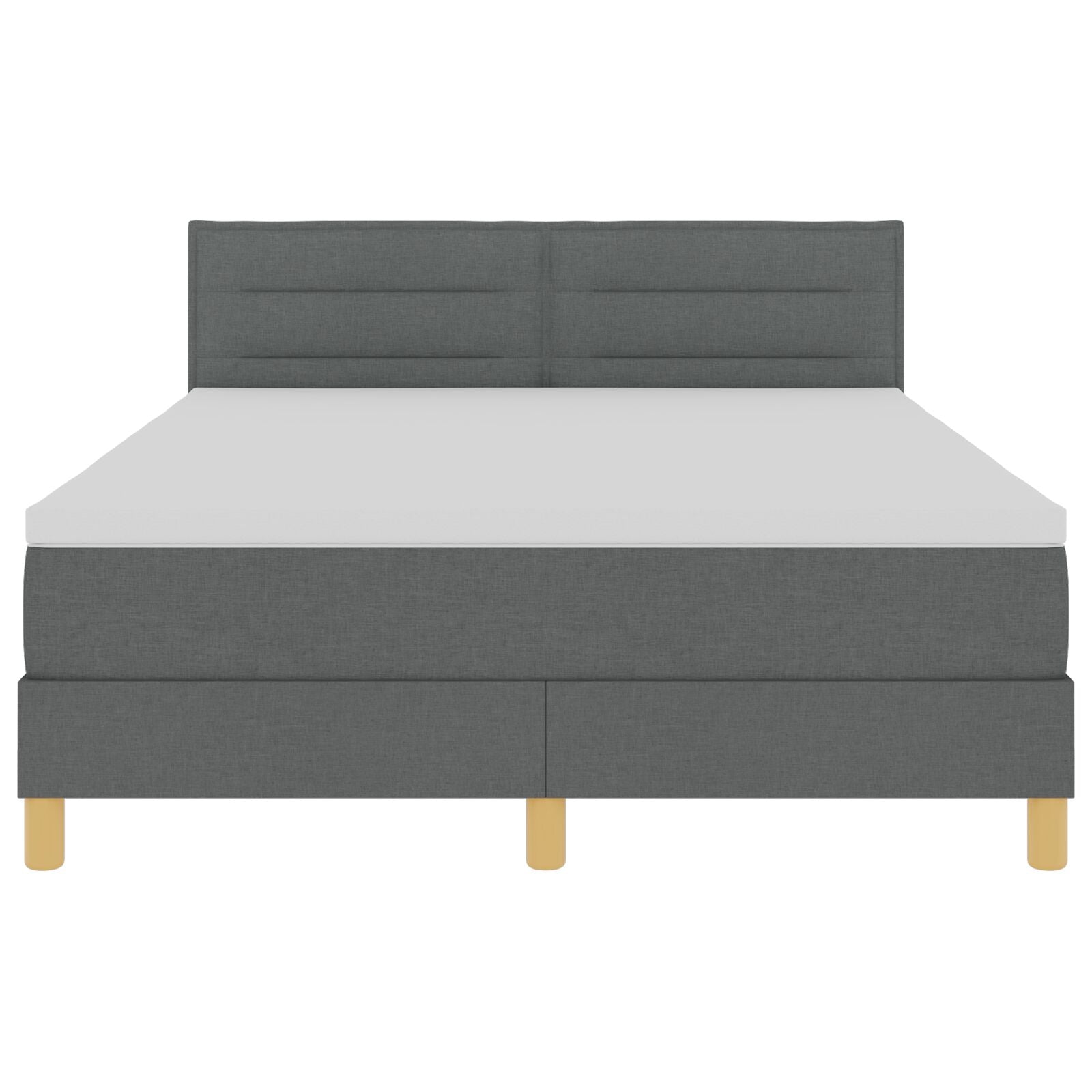 Boxspring Bed Met Matras Stof Donkergrijs 140 x 200 cm Lijnen ontwerp