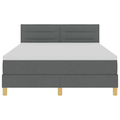 Boxspring Bed Met Matras Stof Donkergrijs 140 x 200 cm Lijnen ontwerp