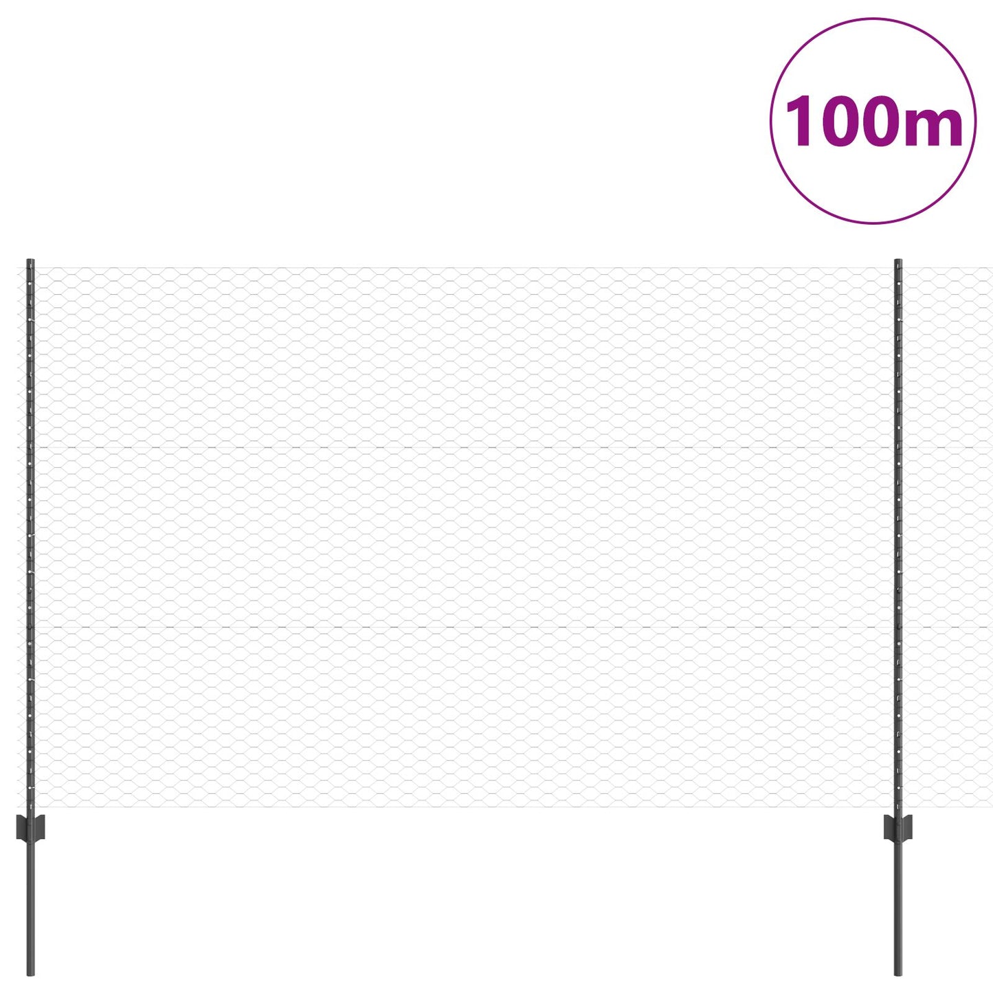 Gaasposten 22 St U-Channel Grijs 150 Cm Staal,  Hexagonaal Gaas Grijs 1,5X100 M Staal