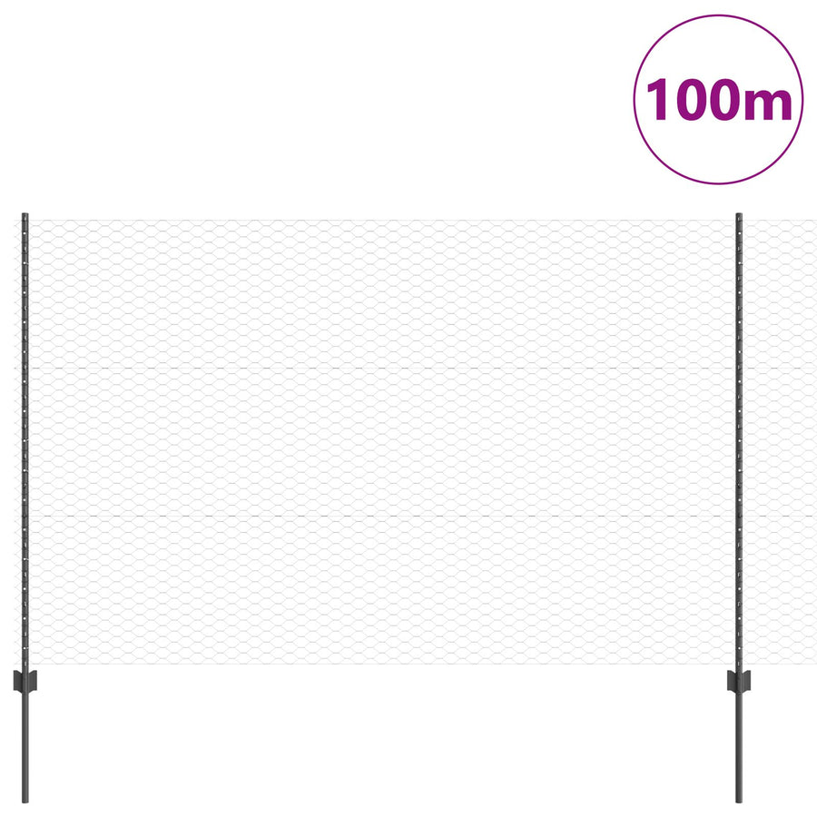 Gaasposten 22 St U-Channel Grijs 150 Cm Staal,  Hexagonaal Gaas Grijs 1,5X100 M Staal