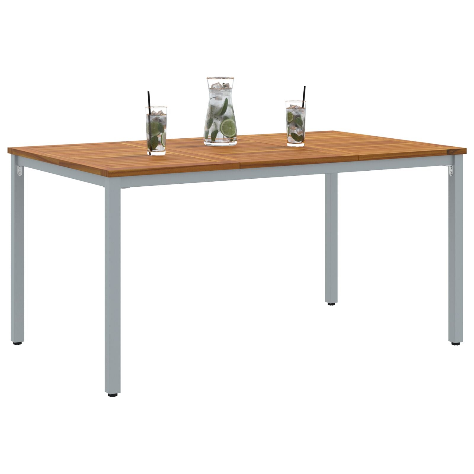 Tuin Tafel Massief Acaciahout En Metaal 150 x 90 x 75 cm Natuurlijk en grijs