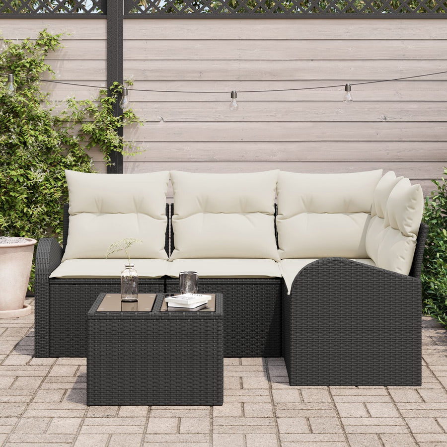 4-Piece Tuin Sofa Set Met Kussens Bruin Poly Rattan