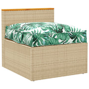 Stoelkussen 70x70x12 cm bladpatroon groen