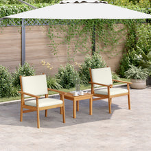 3-Delige Tuin Bistroset Met Kussens Van Massief Acaciahout Crèmewit Tafel + 2 stoelen