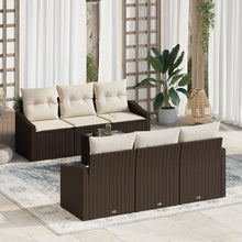7-Delig Tuinbankstel Met Kussens Bruin Poly Rattan