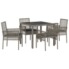 Outdoor dining set 5 pcs Grey poly rattan