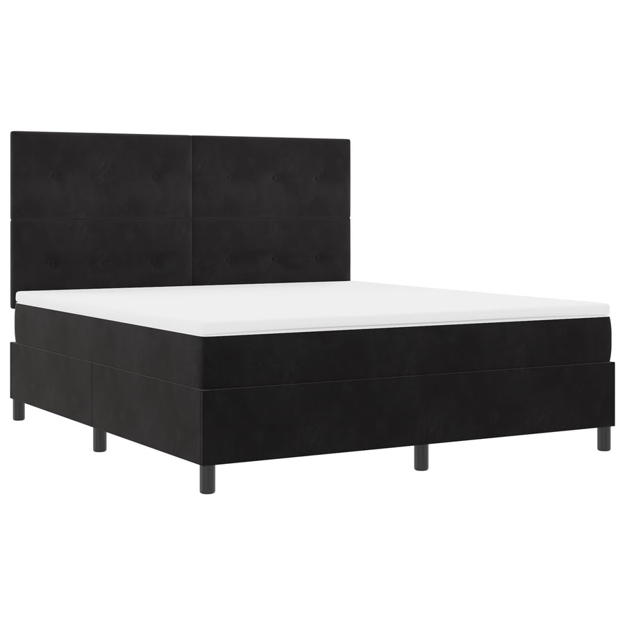 Boxspring Bed Met Matras Zwart Super King Fluweel Blauw