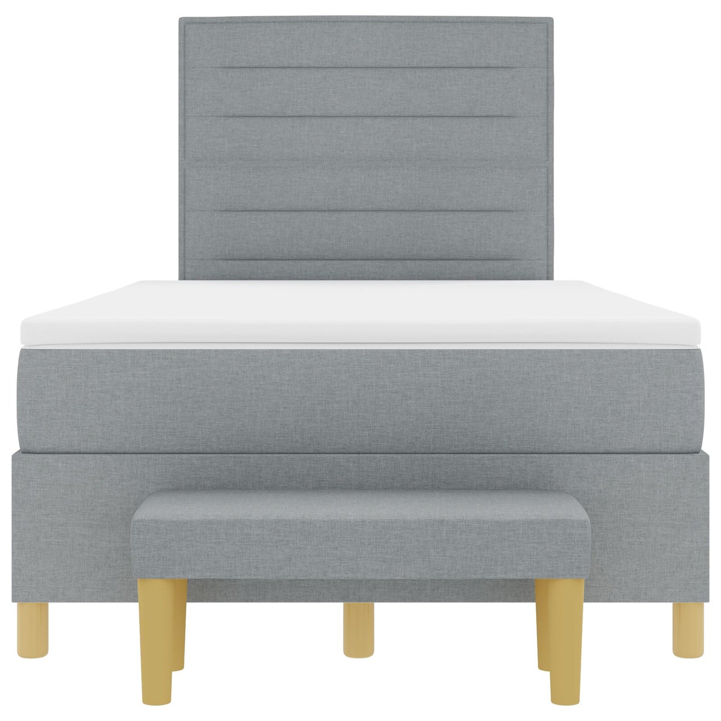 Bedframe Met Matras Set Van 2 Lichtgrijs Stof 120 X 200 Cm Blauw