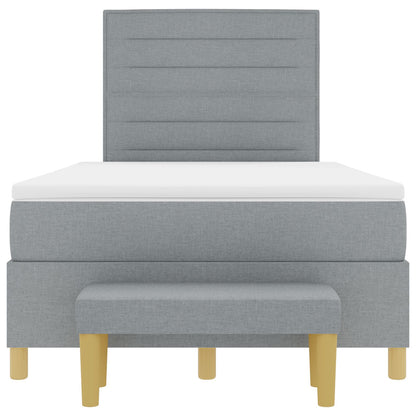 Bedframe Met Matras Set Van 2 Lichtgrijs Stof 120 X 200 Cm Blauw