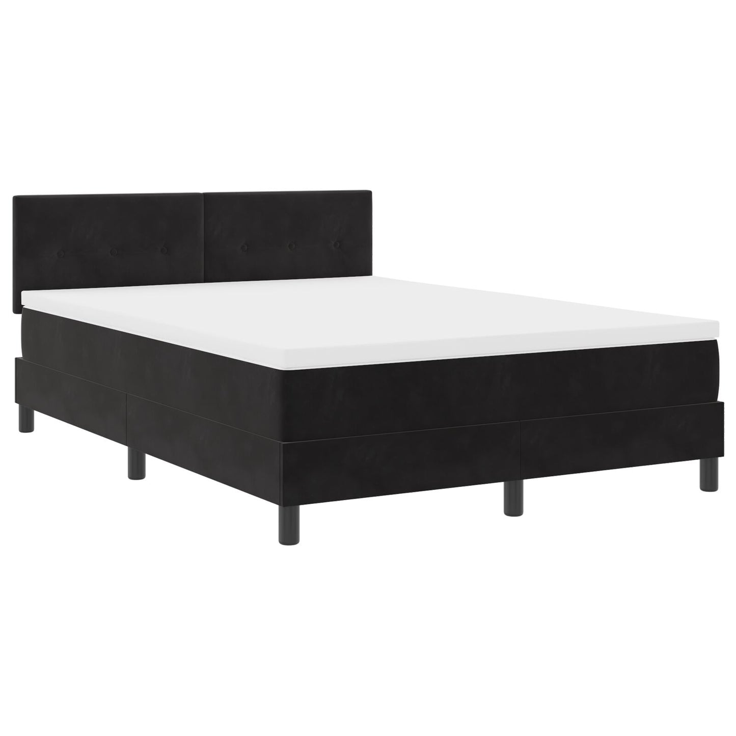 Boxspring Bed Met Matras Zwart 140X200 Cm Fluweel Blauw