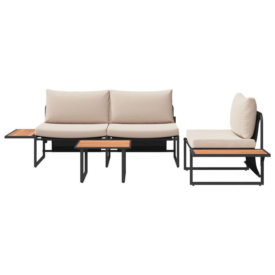 3-Delig Tuinsofa Set Met Taupe Kussens