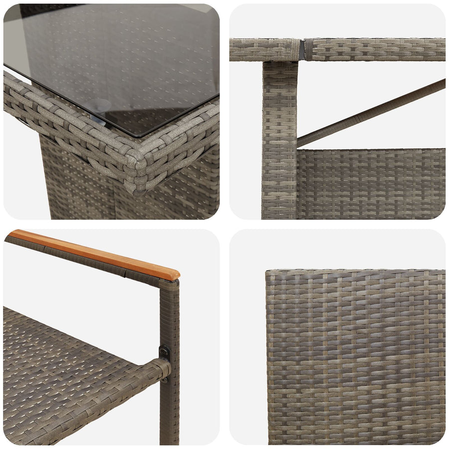 9-Delige Tuin Eethoekset Grijs Poly Rattan Wit