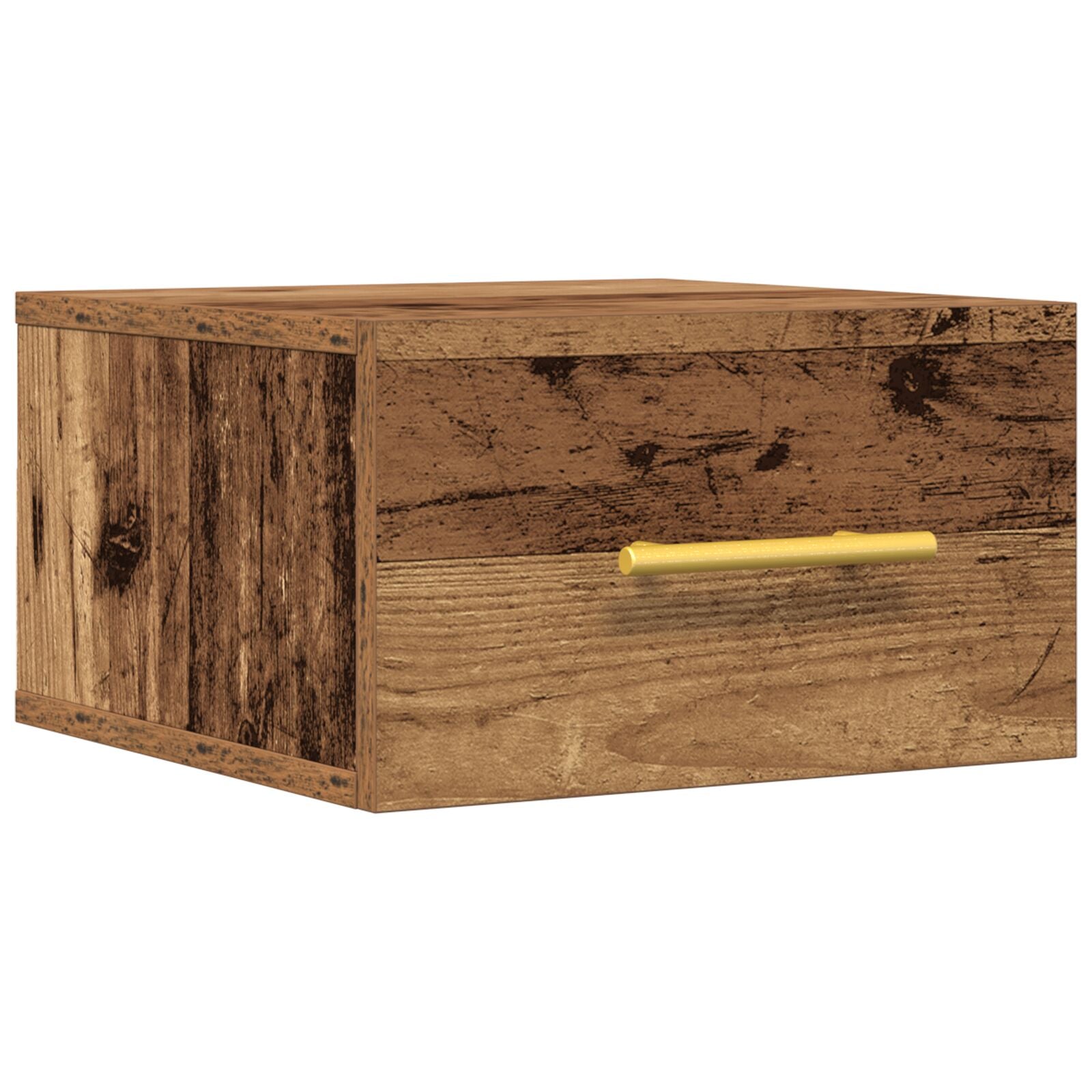 Bedkast Wandmontage Oud Hout 35X35X20 Cm Zwart Eiken