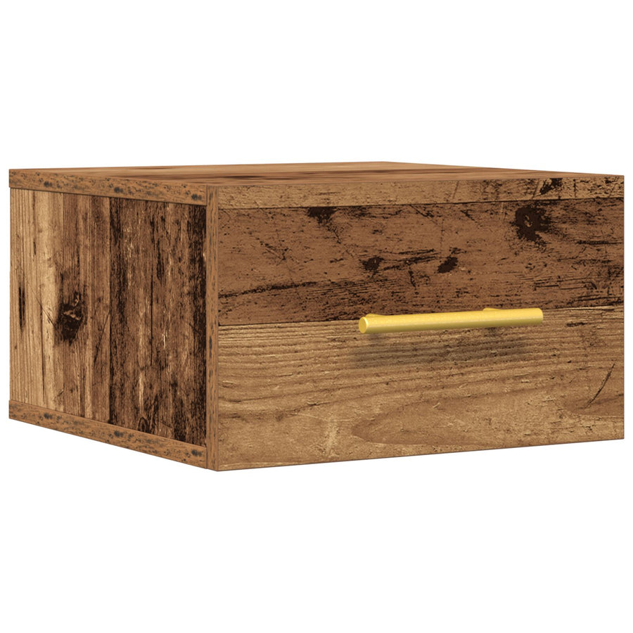 Bedkast Wandmontage Oud Hout 35X35X20 Cm Zwart Eiken