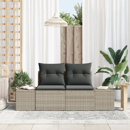 2-Zits Tuin Sofa En Kussens Grijs Poly Rattan Lichtgrijs met opslag