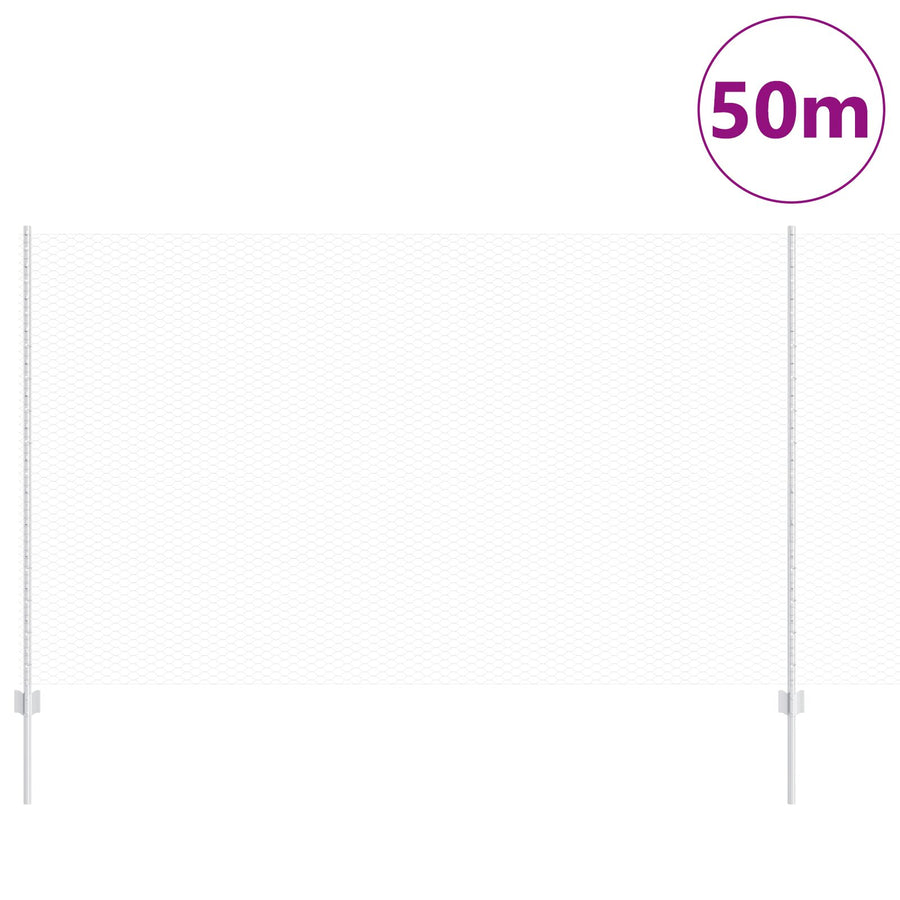 Hekpalen 22 Stks U-Channel 140 Cm Verzinkt Staal,  Hexagonaal Hek 1,4X50 M Verzinkt Staal