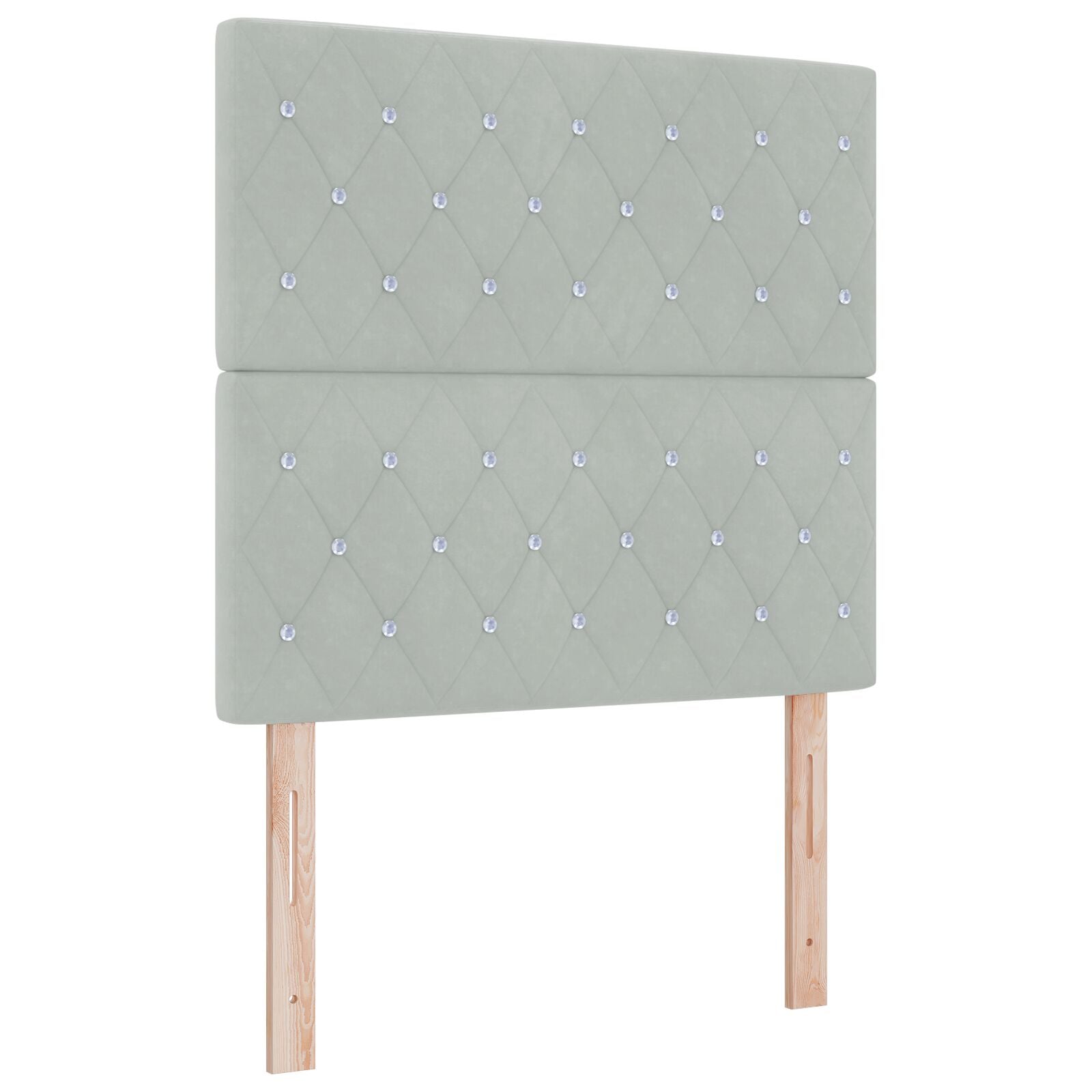 Hoofdbord Kristallen Knop Tufted Licht Grijs 100 cm Fluweel, vidaXL Hoofdbord Kristallen Knop Tufted Licht Grijs 200 cm Fluweel