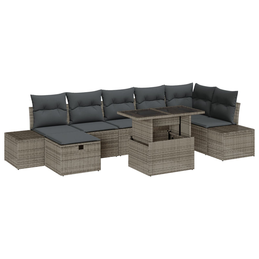 8-Delige Tuin Sofa Set Met Kussens Grijs Poly Rattan Wit
