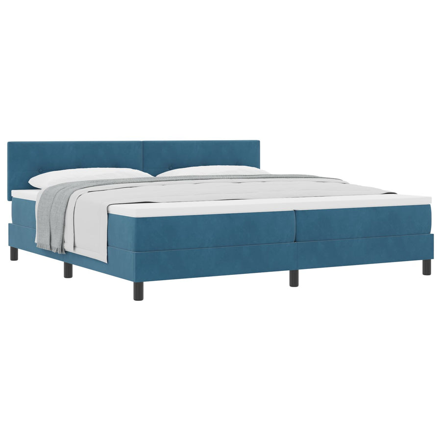 Boxspring Bed Met Matras Donkerblauw 200X200 Cm Fluweel Blauw