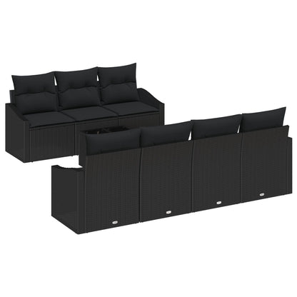 Tuin Sofa Set Set Van 8 Zwart Rattan Buiten Dinetset Gegalvaniseerd Staal