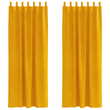 Blackout Gordijnen Met Hanglussen 2 Stk Fluweel Mosterdgeel 140 x 260 cm met ophanglussen