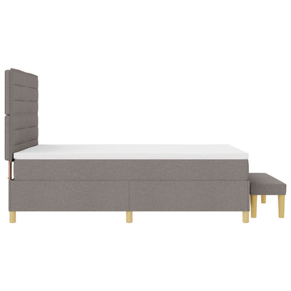 Boxspringbed Met Matras & Bank Stof Taupe 140 x 190 cm Lijnen ontwerp