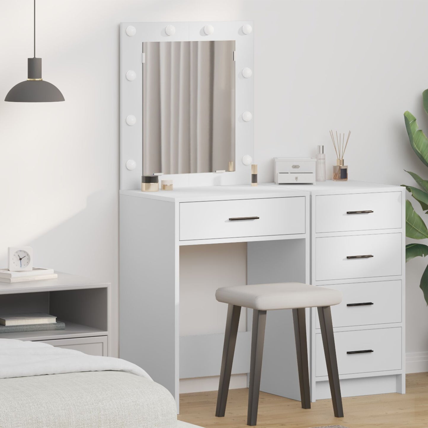 Kaptafel Met Led-Lampjes Wit 50 x 41 x 135 cm