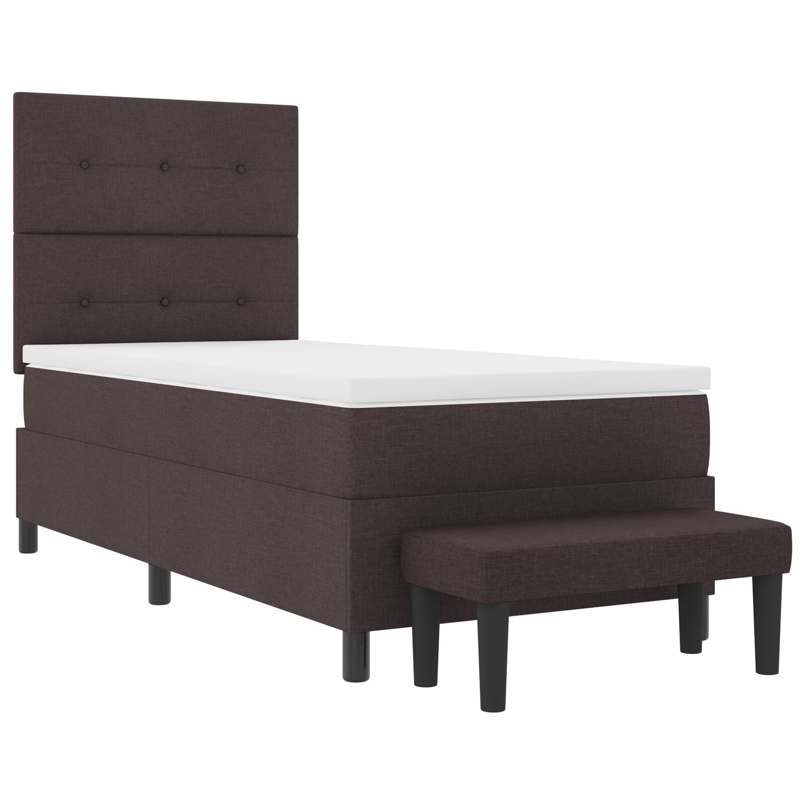 Boxspringbed Met Matras En Bankje Stof Donkerbruin 90 x 190 cm Knopgehemde