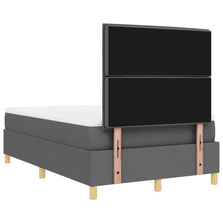 Boxspring Bed Met Matras Donkergrijs 120X200 Cm Stof Blauw
