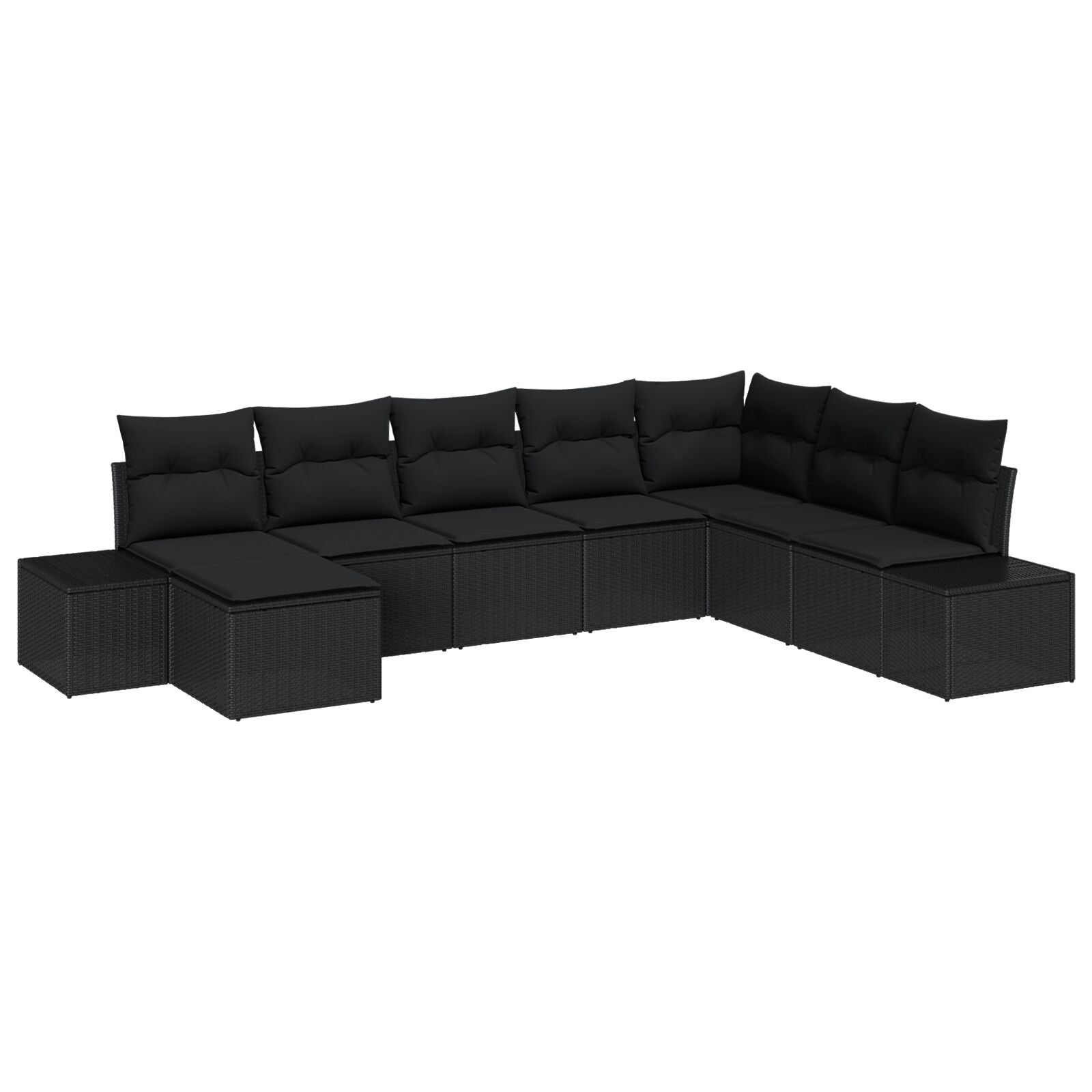 8-Delige Tuin Sofa Set Met Kussens Zwart Poly Rattan