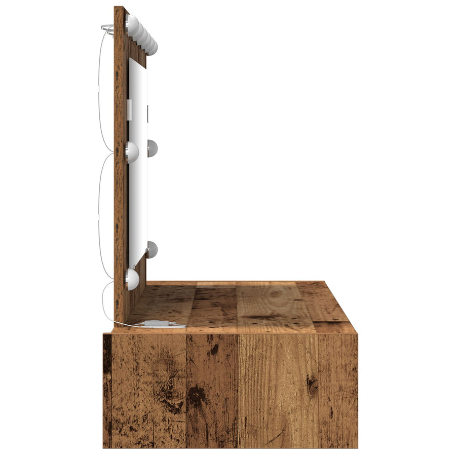 Wandkaptafel -Verlichting 100 x 40 x 70 cm Oud Hout met LED
