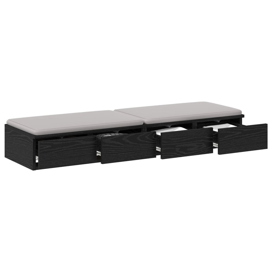 Bed Lades Zwart Gefabriceerd Hout Zwart eiken 120 x 36.5 x 16.5 cm
