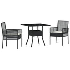 Eettafelset tuin 3-delig zwart polyrattan