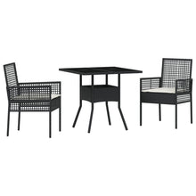 3-delige Tuin Eetset Zwart Poly Rattan