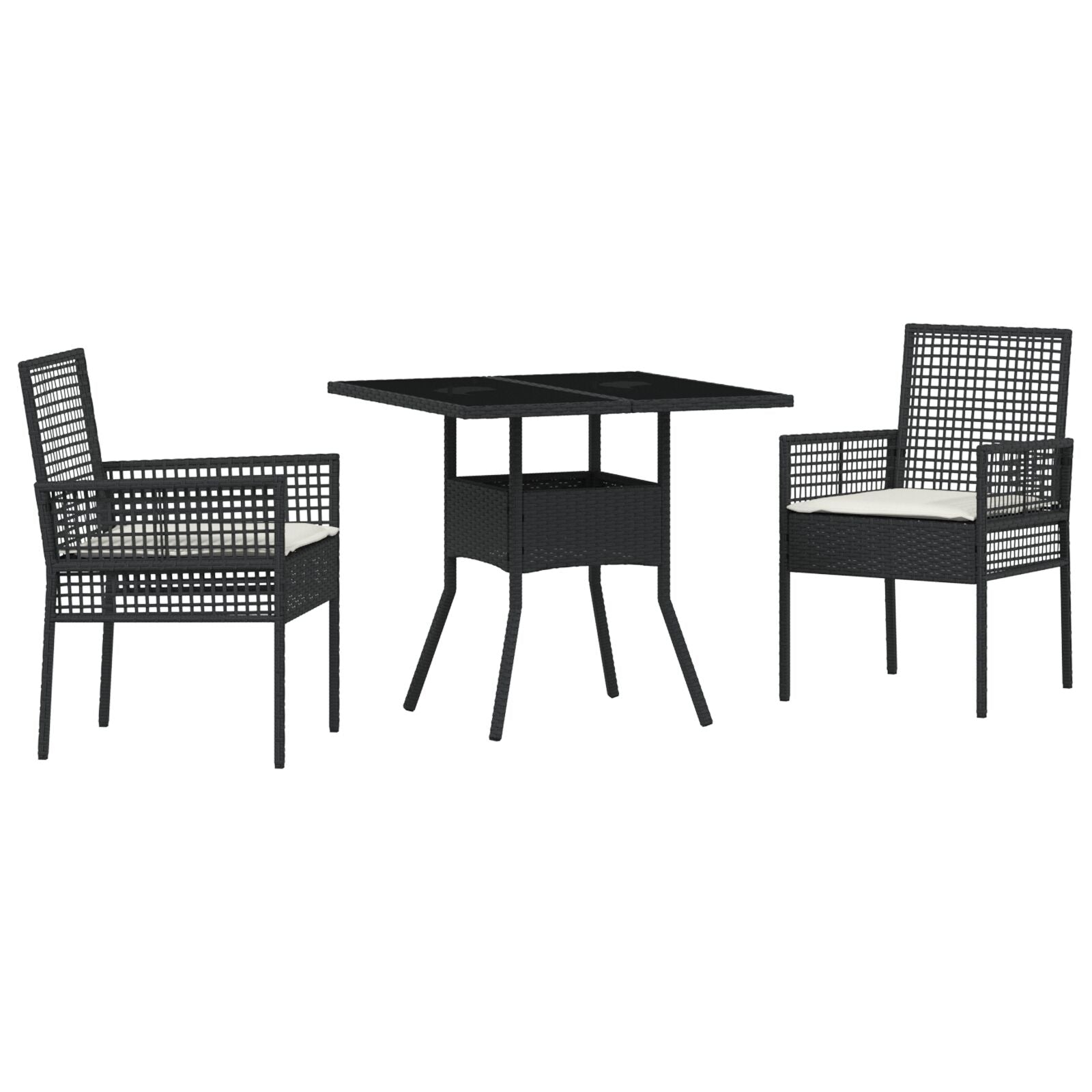 3-delige Tuin Eetset Zwart Poly Rattan
