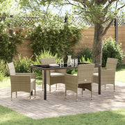 Tuinset poly rattan 4 stoelen 1 tafel beige
