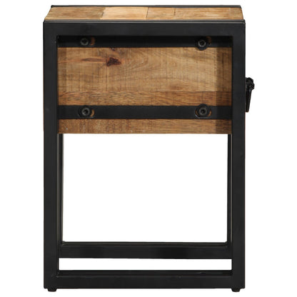 Bijzettafel Met Lade Zwart Massief Mangohout 30 x 30 x 40 cm Massief ruw mangohout