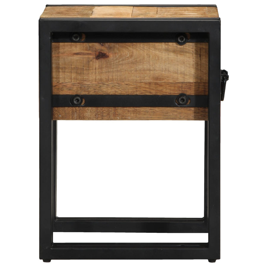 Bijzettafel Met Lade Zwart Massief Mangohout 30 x 30 x 40 cm Massief ruw mangohout