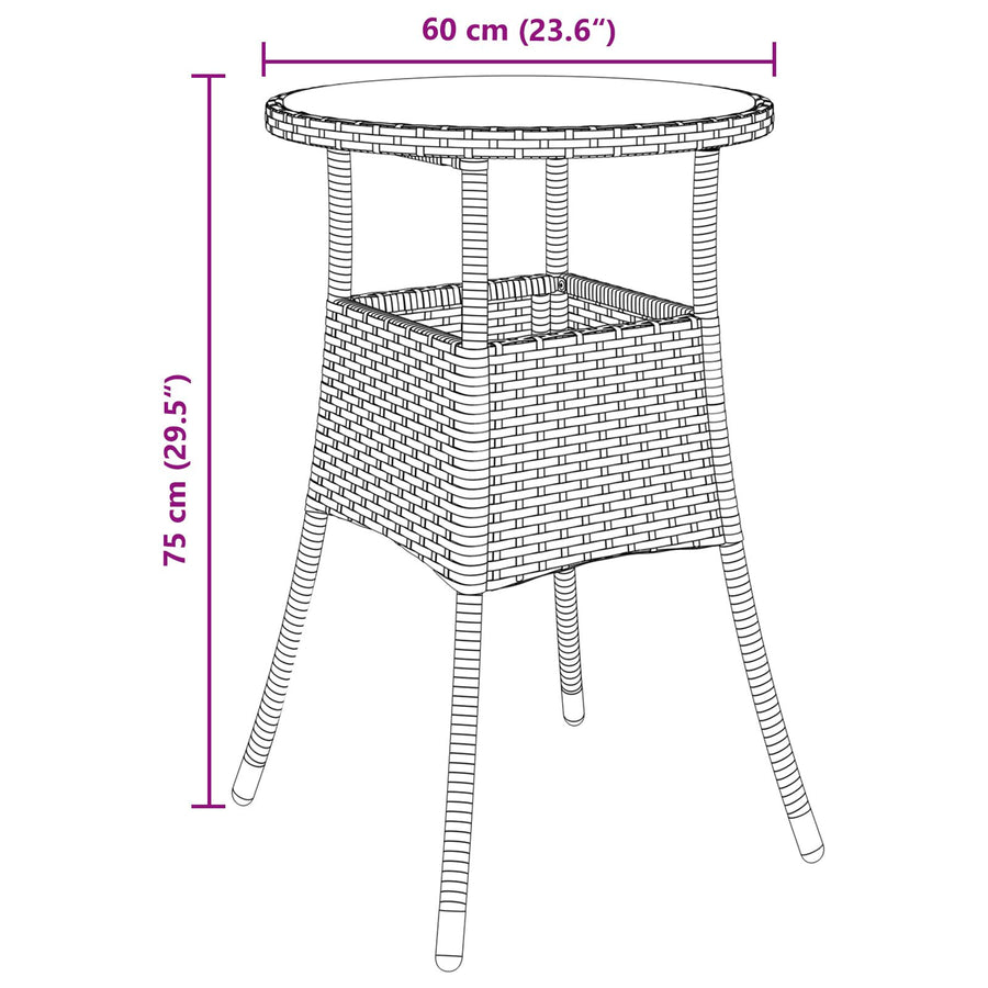 Tuin Eetset Set Van 3 Beige Wicker, Glas Duurzaam Tuin Eetset