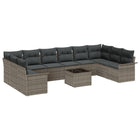 Garden Sofa Set with Cushions 11 pcs Grey Polyrattan