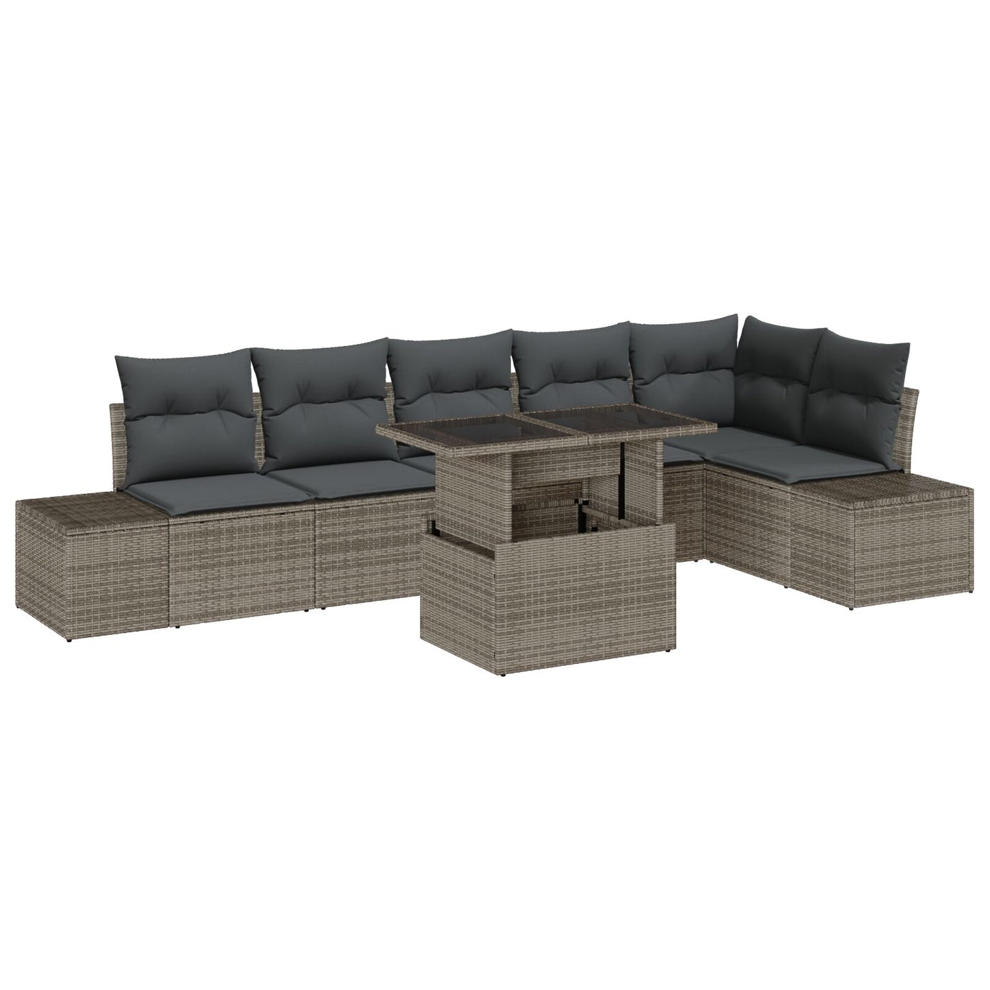 7-Delige Tuin Sofa Set Met Kussens Grijs Poly Riet