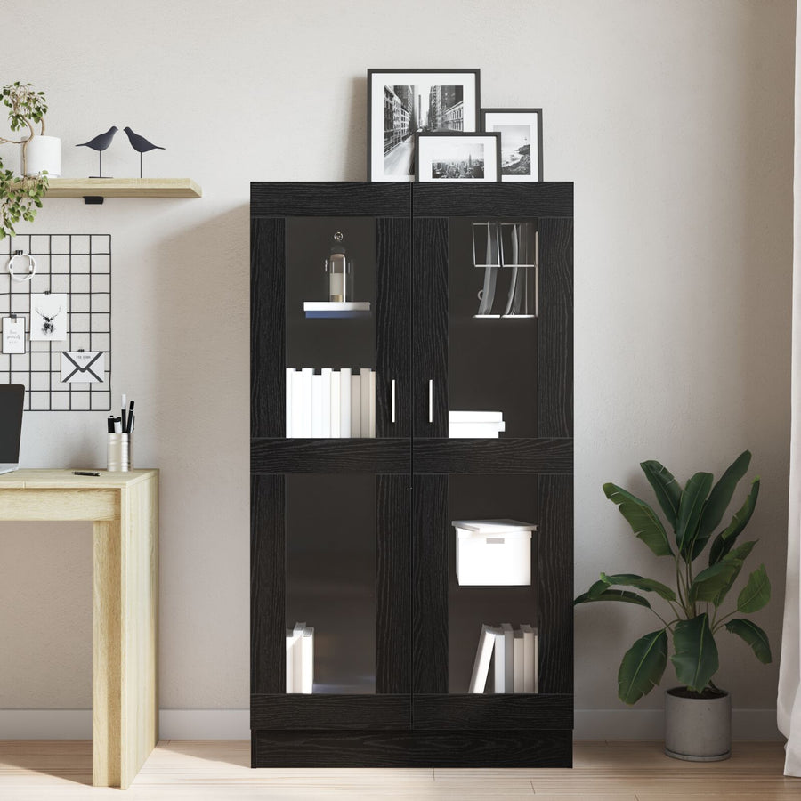 Boekenkast Zwart Eiken 82,5X30,5X150 Cm Bewerkt Hout