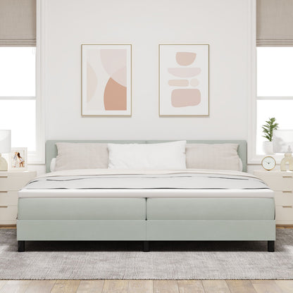 Boxspring Bed Met Matras Licht Grijs 200X200 Cm Fluweel Blauw