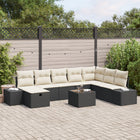 Loungeset poly rattan 9-delig beige zwart